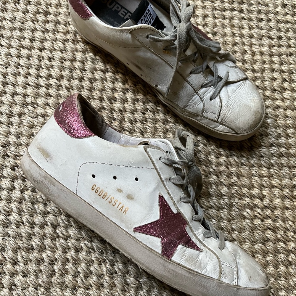 Sparkly pink golden goose shoes!